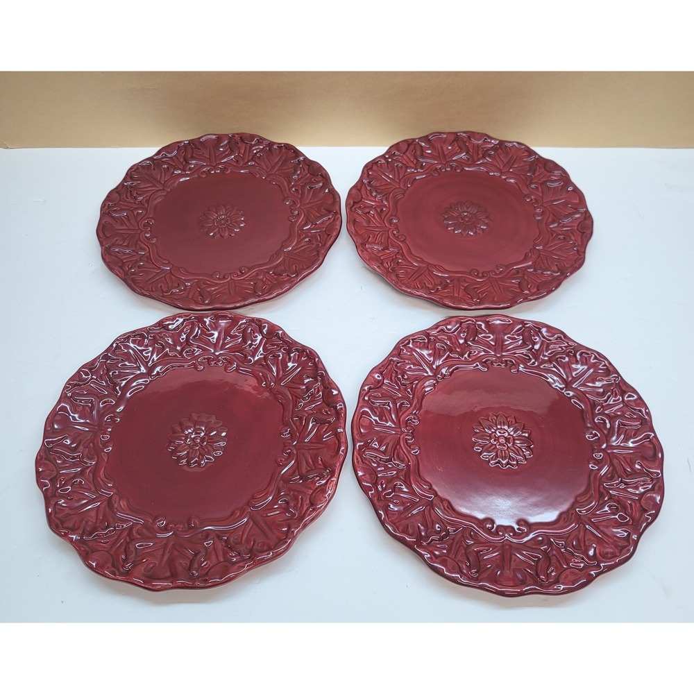Set of 4 Better Homes and Gardens Home Interiors Cranberry Salad Plates 8.75"